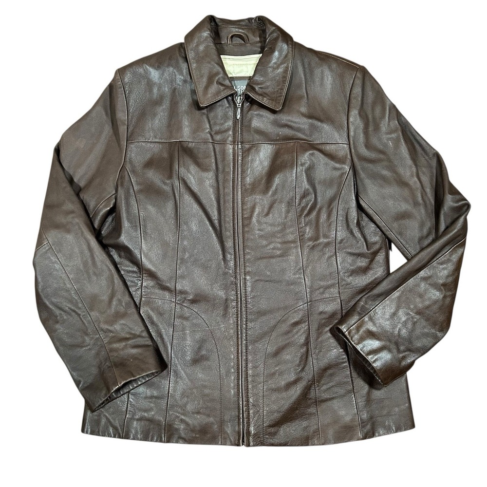 Wilsons Leather Men's‎ Size Large Brown Leather Jacket Thinsulate Zip-Out Liner